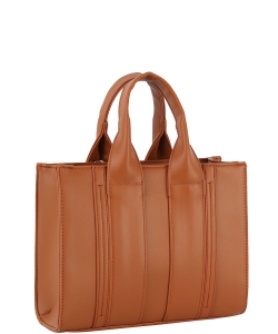 Fashion Faux Tote Satchel Bag GL-0131-M BROWN